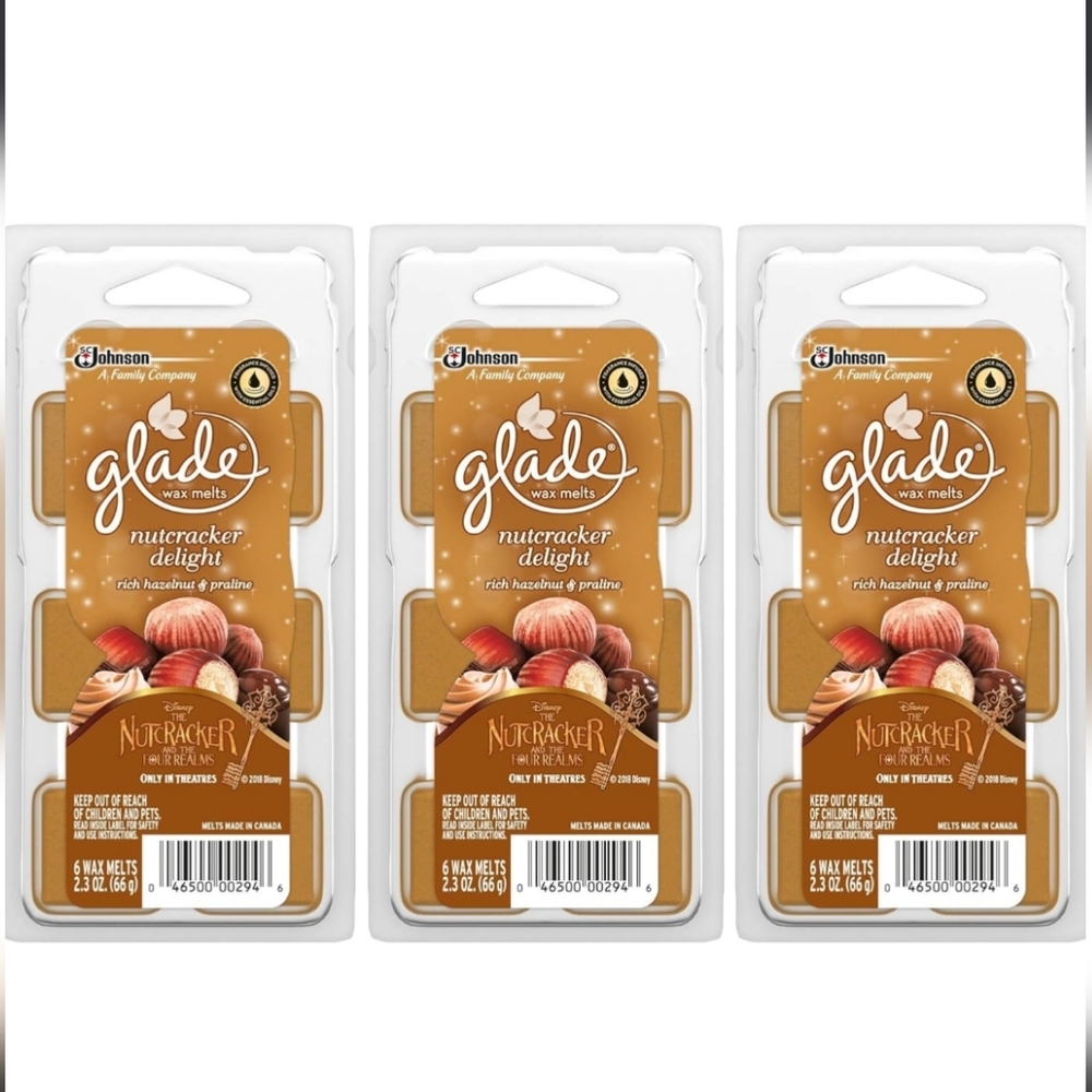 Glade Nutcracker Delight Wax Melts Vanilla Praline Hazelnut Lot Of 3 NEW NICE